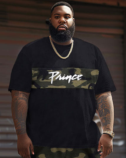 Big & Tall Graphic Camouflage Patchwork Two-piece Set for big men view 3