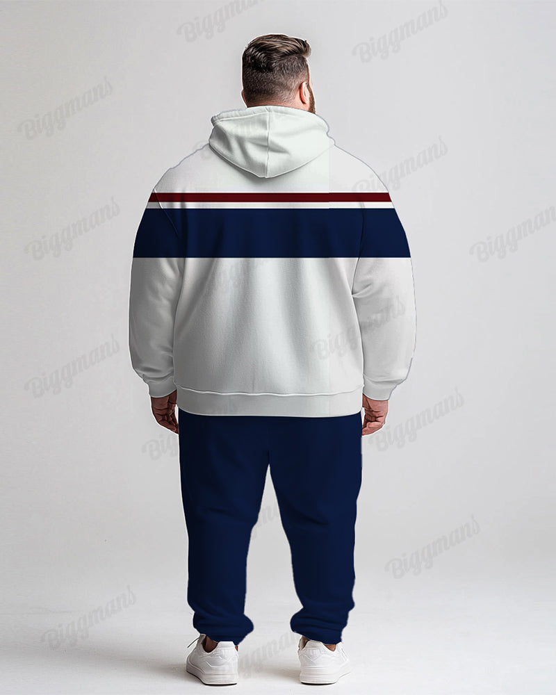 Big & Tall Black White Colorblock Two-Piece Set for men view 4