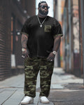 Big & Tall Graphic Camouflage T-Shirt Pants Set for big men view 1