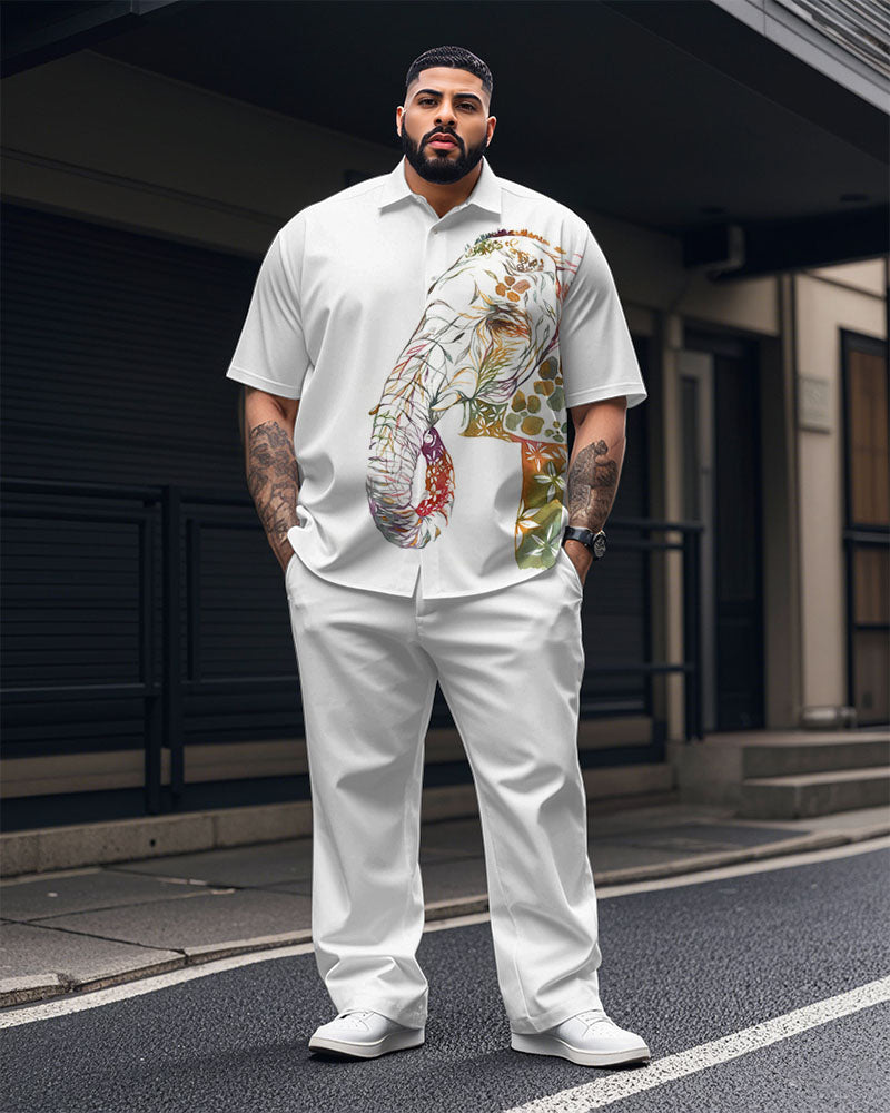 Big & Tall Gradient Graphic T-Shirt Pants Set for big men view 1