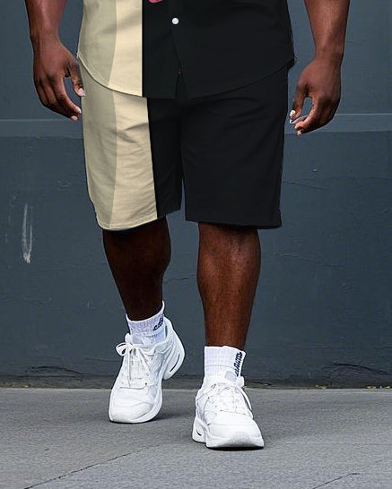 Big & Tall Colorblock T-Shirt Shorts Set for big men view 3