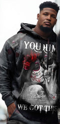 Big & Tall Skull Hoodie Sweatpants Set for big men view 2