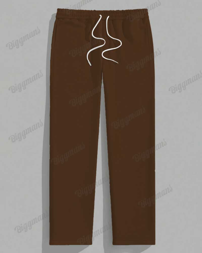Big & Tall Brown Striped Graphic T-Shirt Pants Set for big men view 4