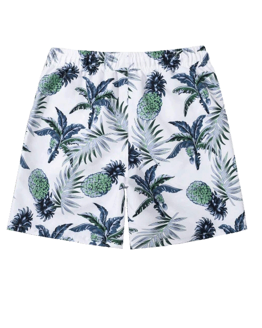 Big & Tall Hawaiian Graphic Floral Swim Trunks for big men view 2