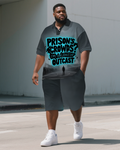 Big & Tall Graphic Graffiti Polo Shorts Set for big men view 1