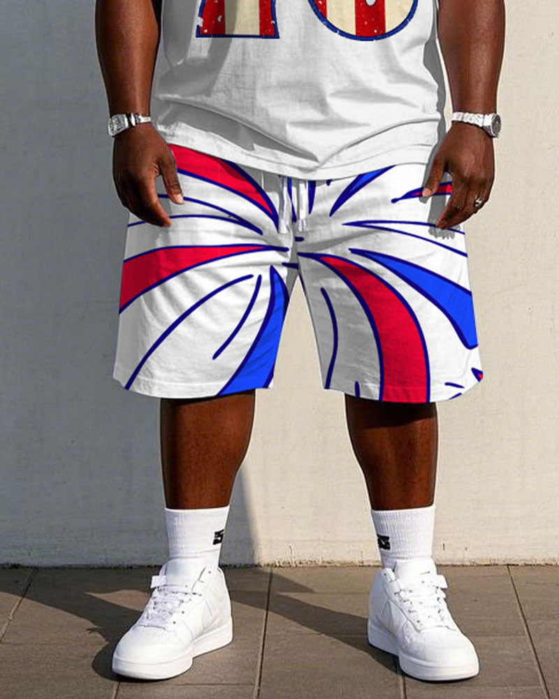 Big & Tall Streetwear T-Shirt Shorts Set for big men view 3