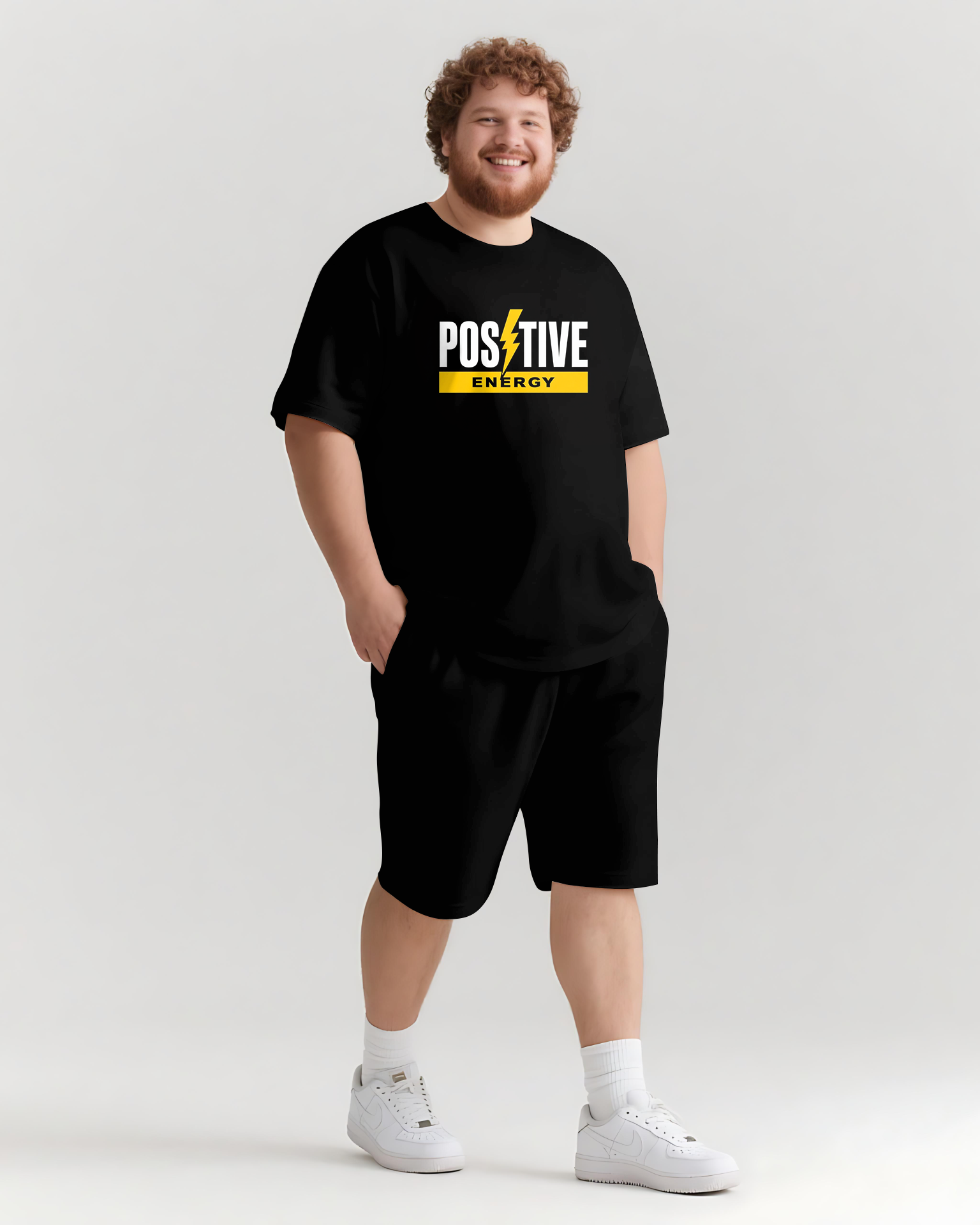 Big & Tall Graphic Streetwear T-Shirt Shorts Set for big men view 2