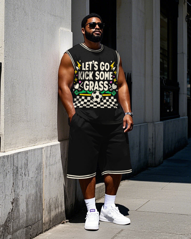 Big & Tall Plaid Graphic Athletic Two-piece Set for big men view 1