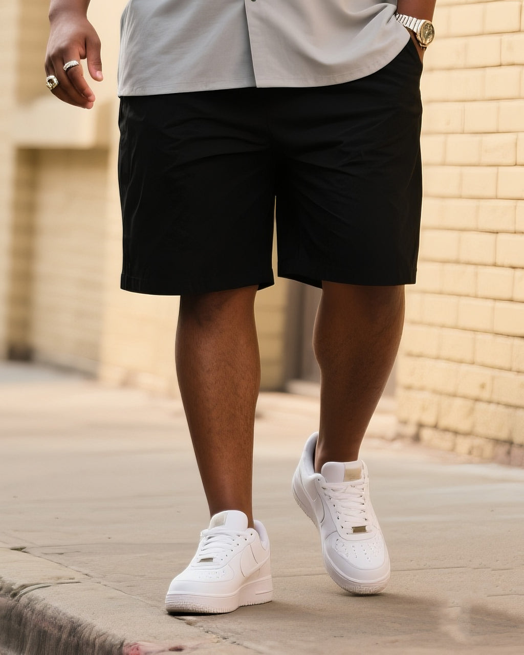 Big & Tall Green Gray Gradient T-Shirt Shorts Set for big men view 3