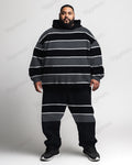 Big & Tall Striped Hoodie Sweatpants Set for big men view 1