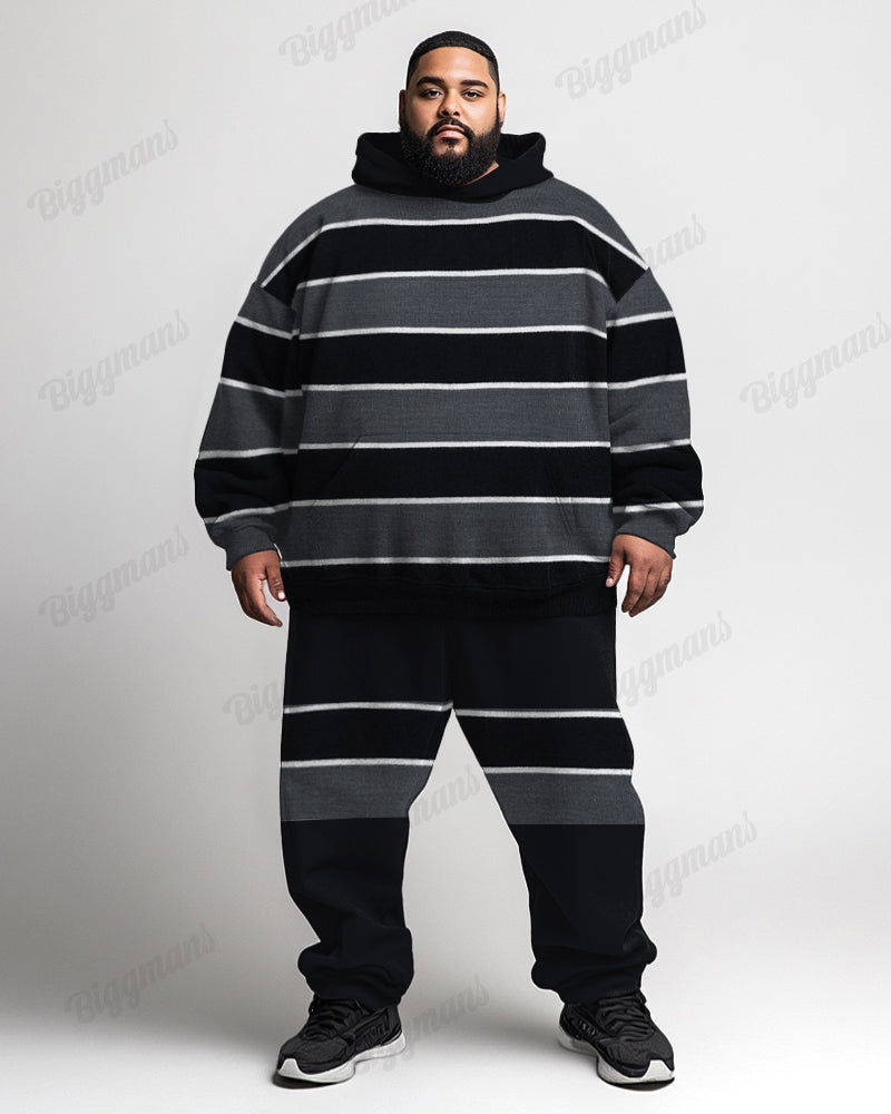 Big & Tall Striped Hoodie Sweatpants Set for big men view 1