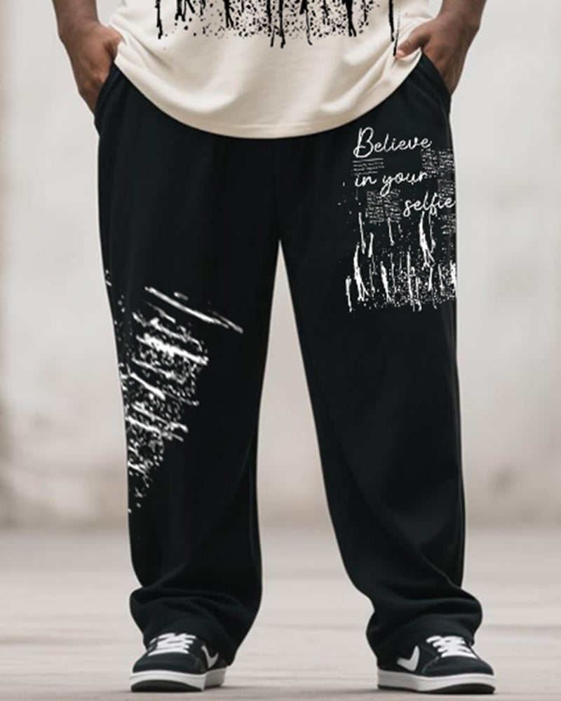 Big & Tall Graphic Graffiti T-Shirt Pants Set for big men view 3