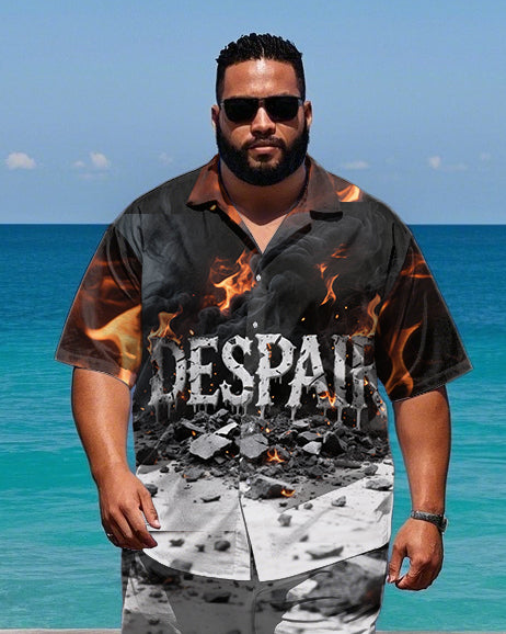 Big & Tall Graphic Streetwear T-Shirt Shorts Set for big men view 1