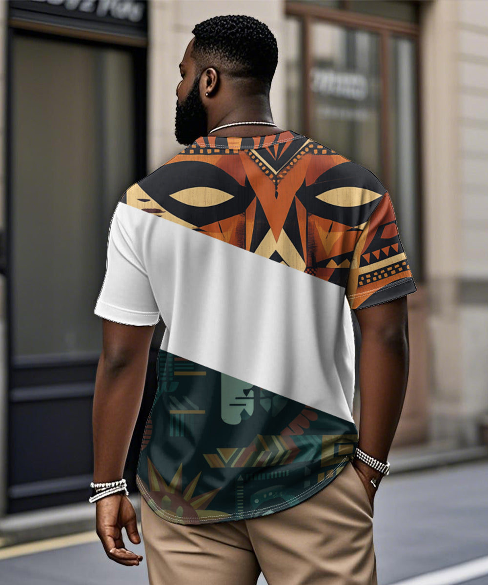 Big & Tall Geometric Streetwear T-Shirt for big men view 1