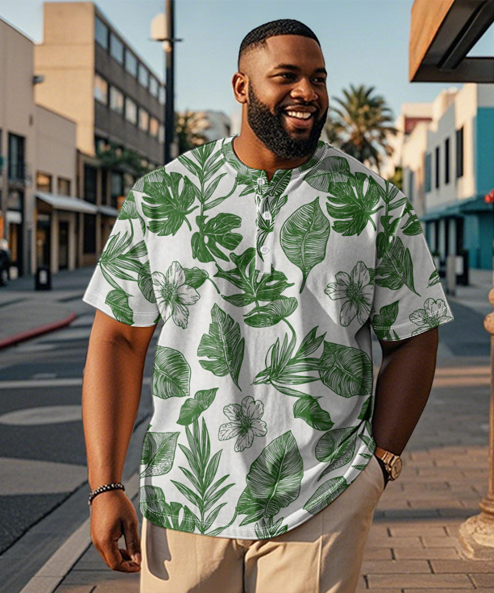 Big & Tall Green Hawaiian Graphic T-Shirt for big men view 1