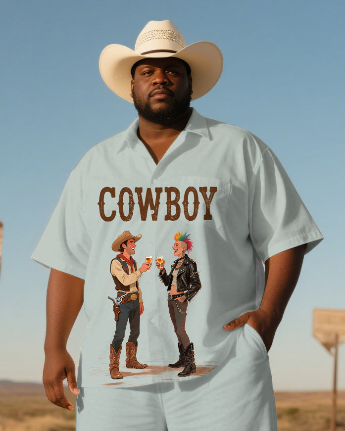 Big & Tall Western T-Shirt Pants Set for big men view 1