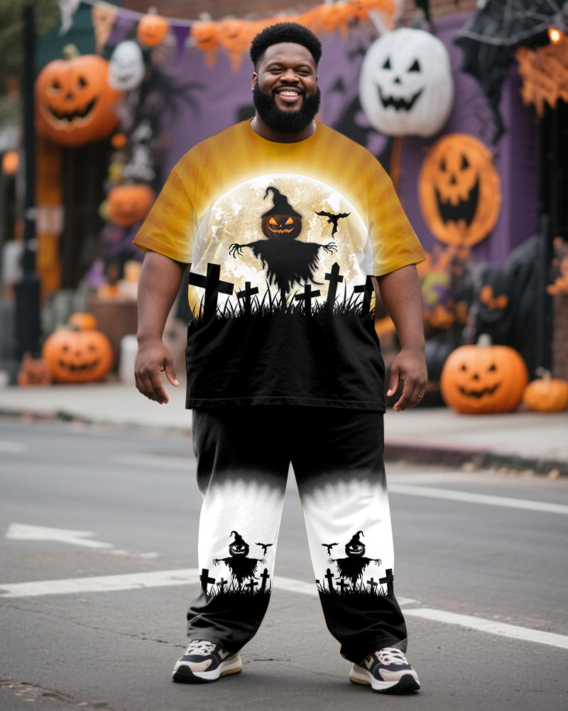Big & Tall Gradient Graphic T-Shirt Pants Set for big men view 1