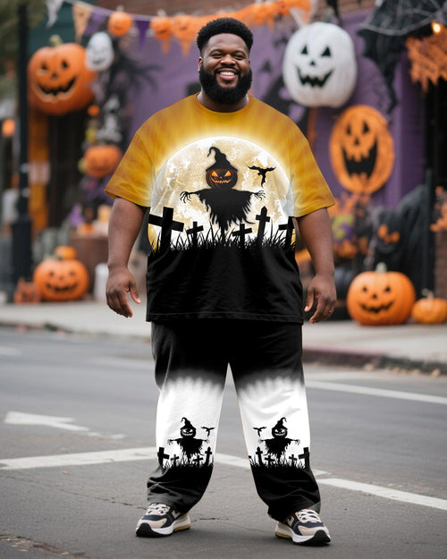 Big & Tall Gradient Graphic T-Shirt Pants Set for big men view 1