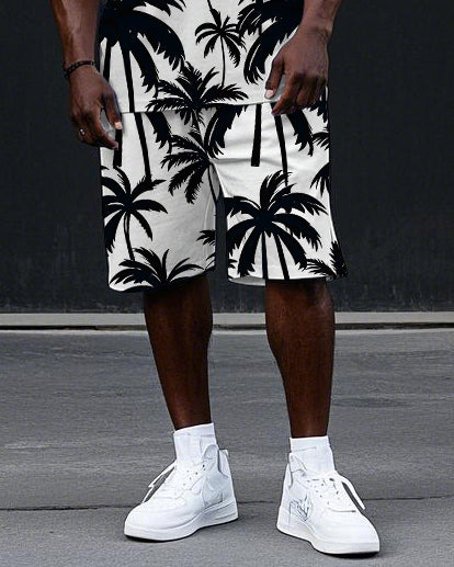 Big & Tall Black Hawaiian Two-piece Set for big men view 3