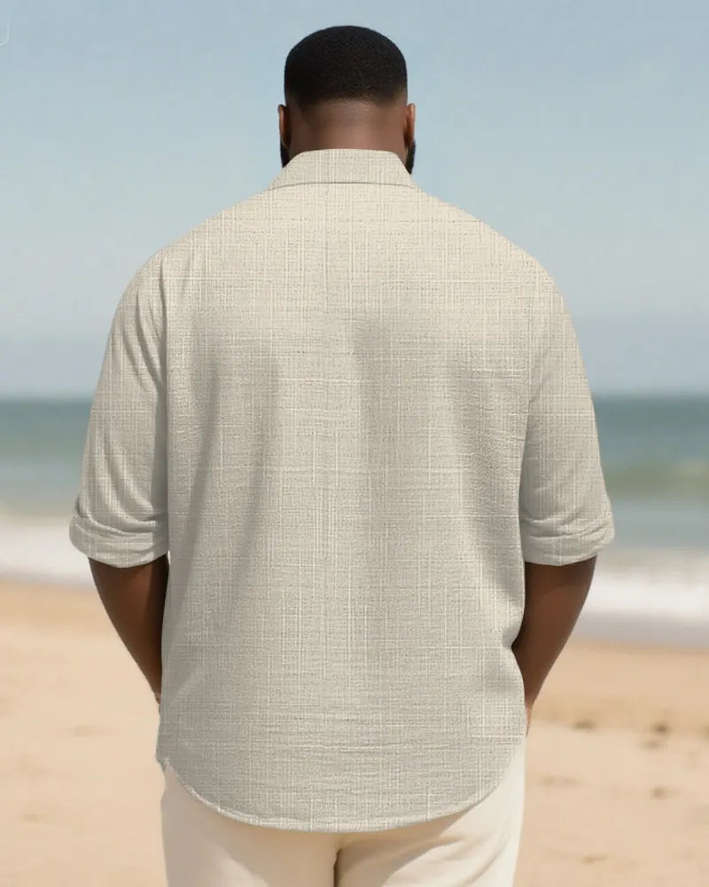 Big & Tall Patchwork Long Sleeve Shirt for big men view 14
