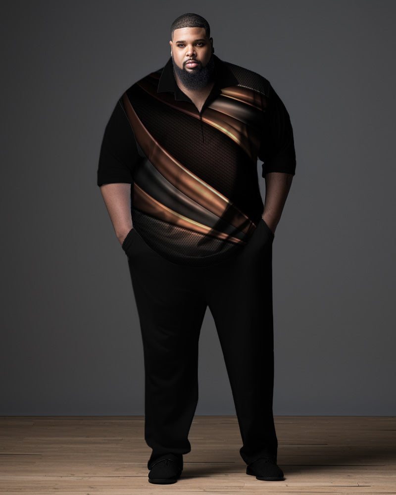 Big & Tall Black Gradient Polo Pants Set for big men view 1