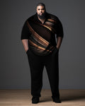 Big & Tall Black Gradient Polo Pants Set for big men view 1