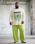 Big & Tall Green Graphic Graffiti T-Shirt Pants Set for big men view 1