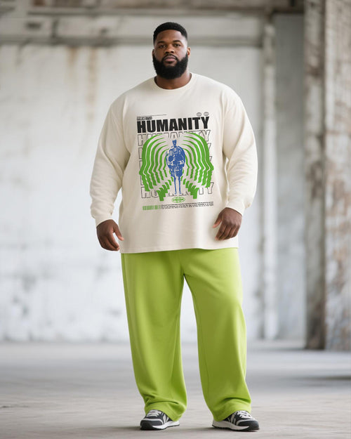 Big & Tall Green Graphic Graffiti T-Shirt Pants Set for big men view 1
