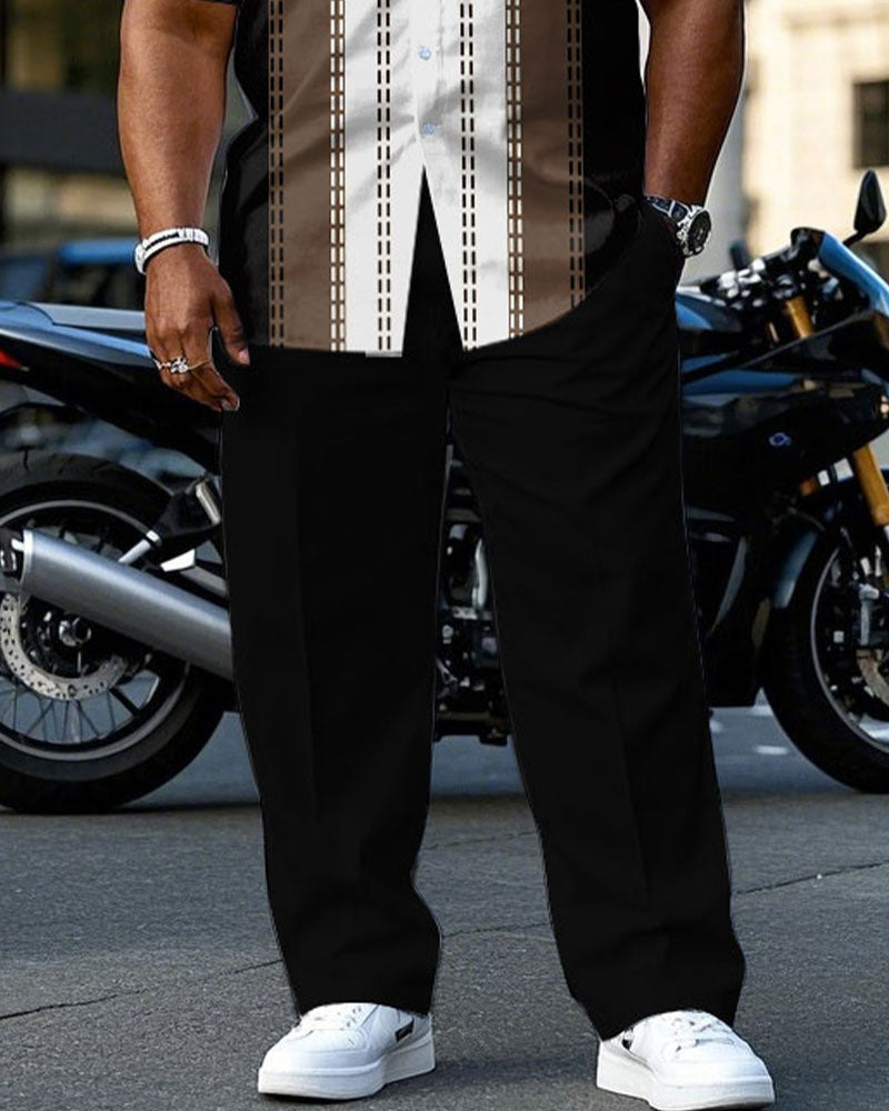 Big & Tall Black White T-Shirt Pants Set for big men view 3