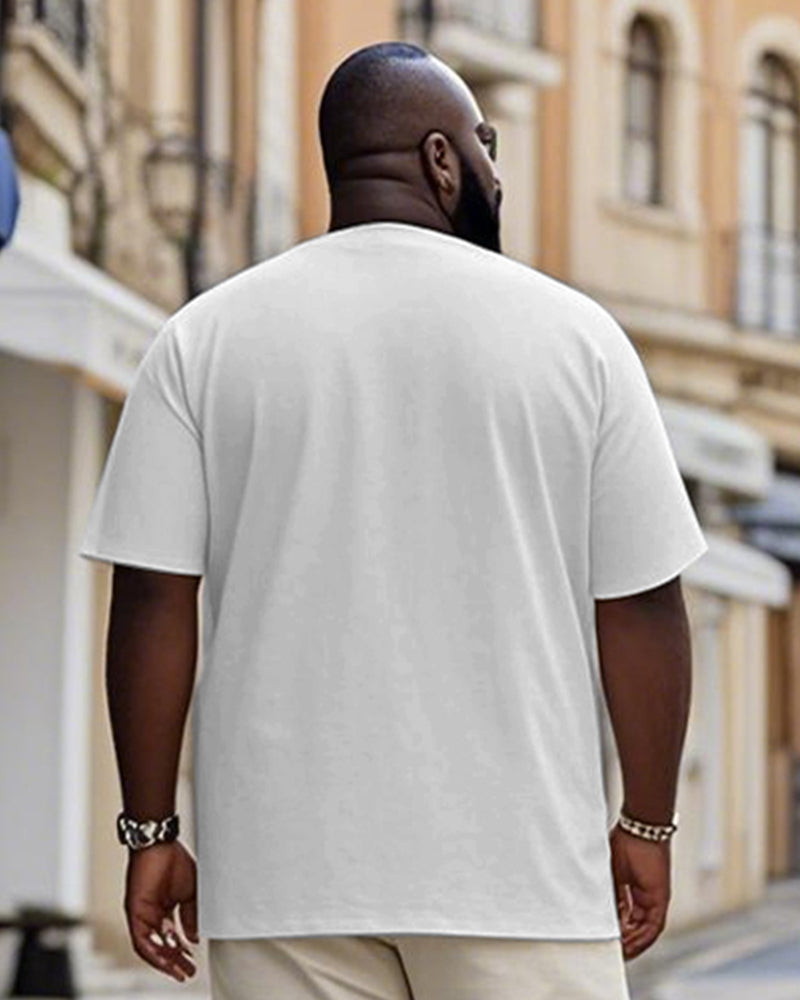 Big & Tall White Geometric Graphic T-Shirt for big men view 2