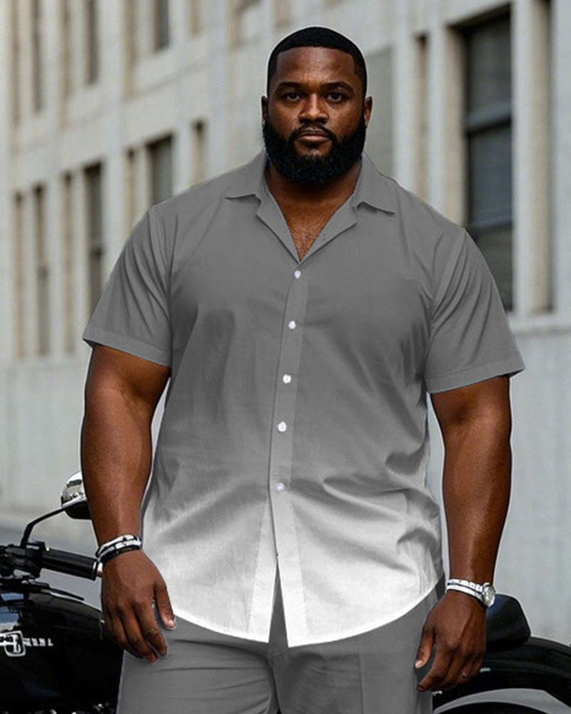 Big & Tall Gray Gradient T-Shirt Pants Set for big men view 2