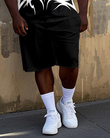 Big & Tall Geometric Streetwear T-Shirt Shorts Set for big men view 3