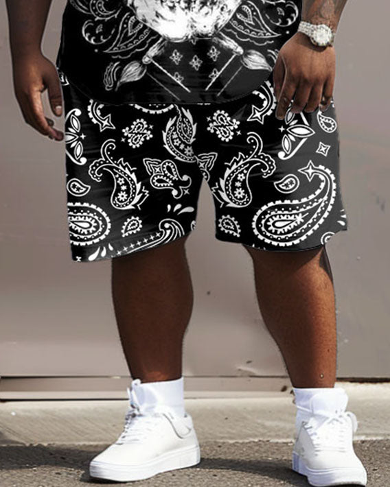 Big & Tall Graphic Streetwear T-Shirt Shorts Set for big men view 3