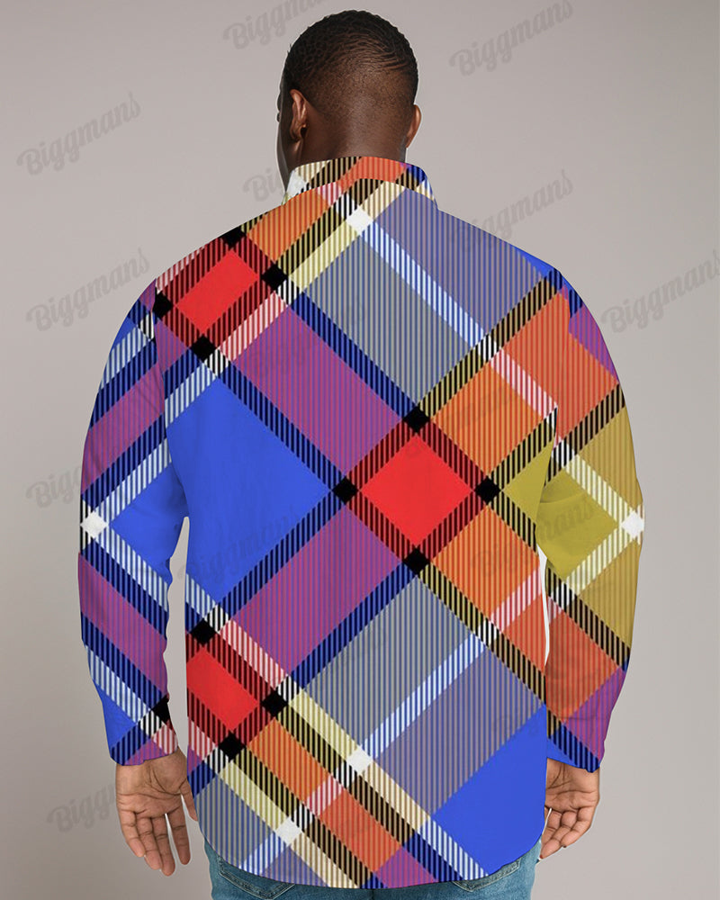 Big & Tall Plaid Long Sleeve Shirt for big men view 2