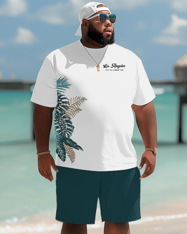Big & Tall Hawaiian Tropical T-Shirt Shorts Set for big men view 1