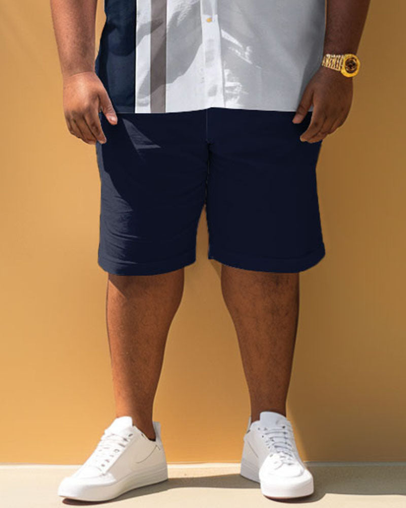 Big & Tall Striped Graphic T-Shirt Shorts Set for big men view 4