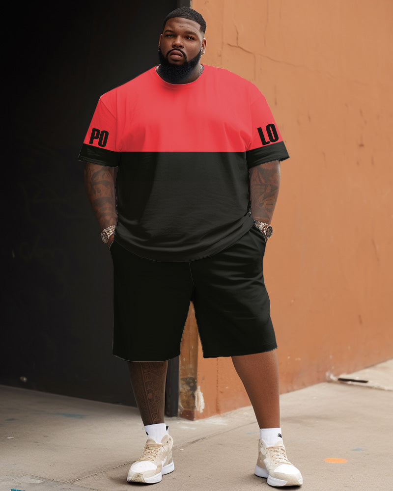 Big & Tall Colorblock Graphic Graffiti Two-piece Set for big men view 1