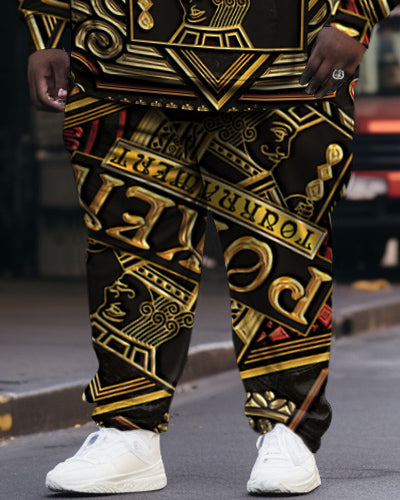 Big & Tall Graphic Streetwear Hoodie Sweatpants Set for big men view 3
