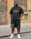 Big & Tall Graphic T-Shirt Shorts Set for big men view 1