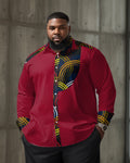 Big & Tall Red Colorblock Long Sleeve Shirt for big men