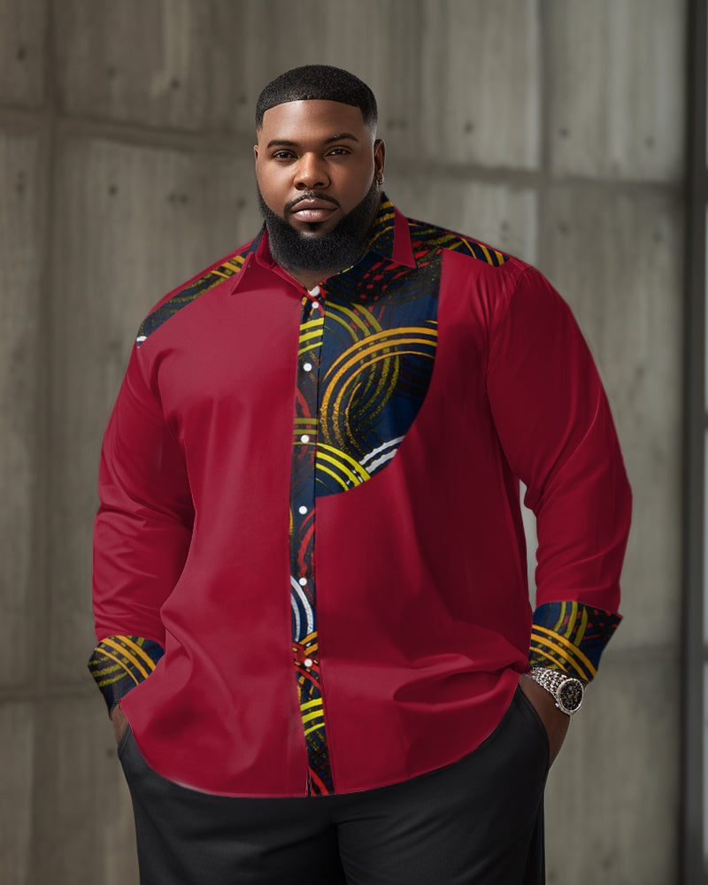 Big & Tall Red Colorblock Long Sleeve Shirt for big men