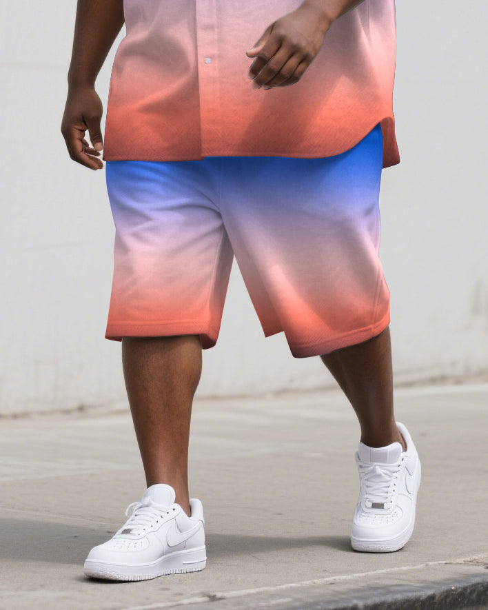 Big & Tall Gradient T-Shirt Shorts Set for big men view 3