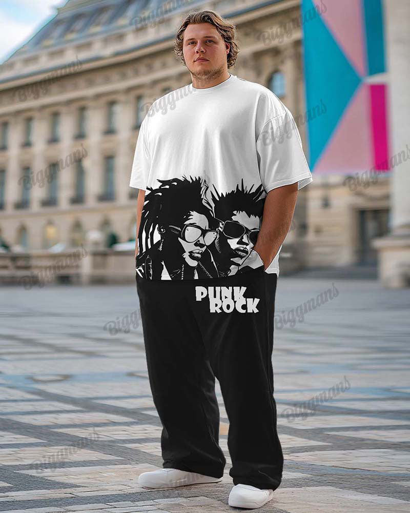 Big & Tall Graphic Graffiti T-Shirt Pants Set for big men view 1