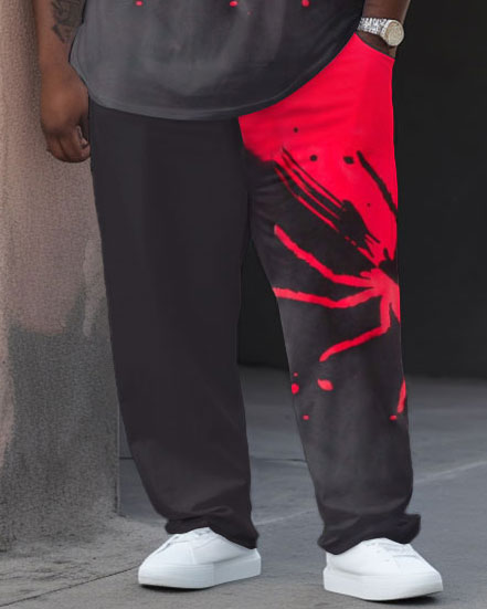 Big & Tall Colorblock Streetwear Two-piece Set for big men view 3