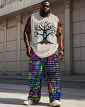 Big & Tall Graphic Vest Pants Set for big men view 1