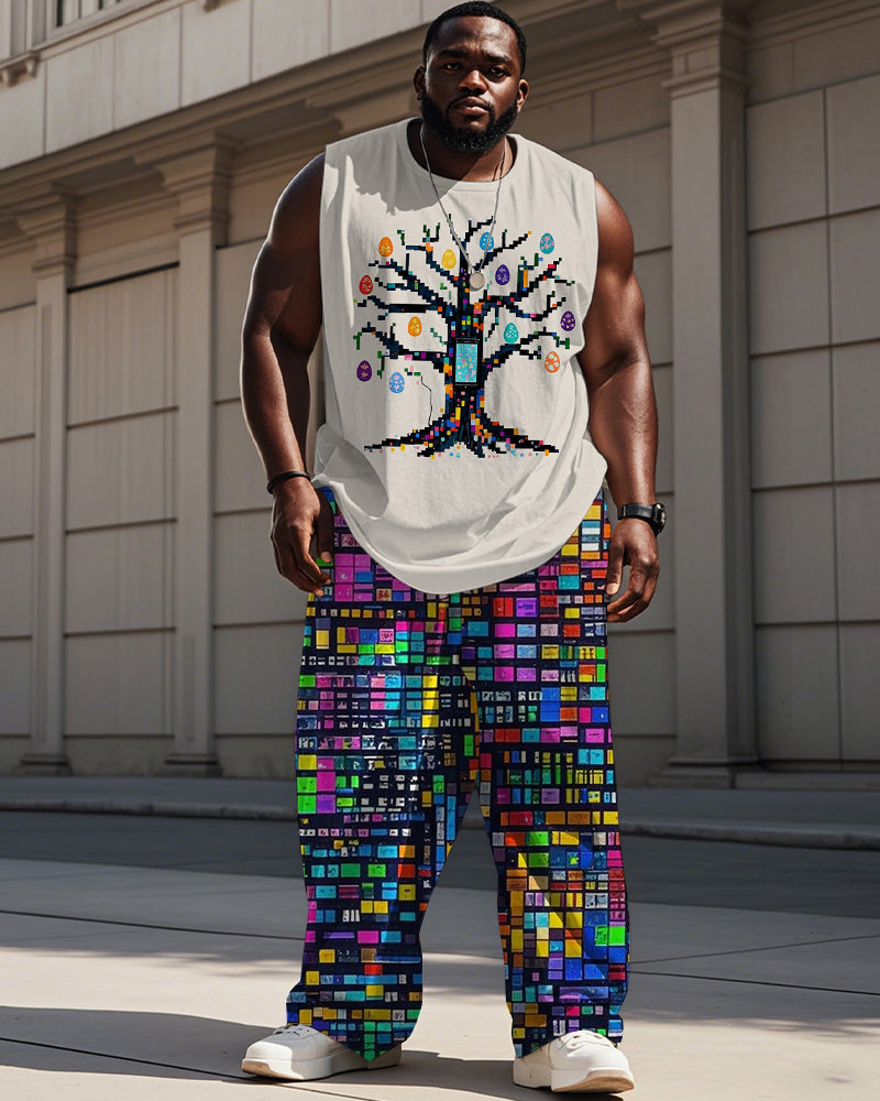 Big & Tall Graphic Vest Pants Set for big men view 1