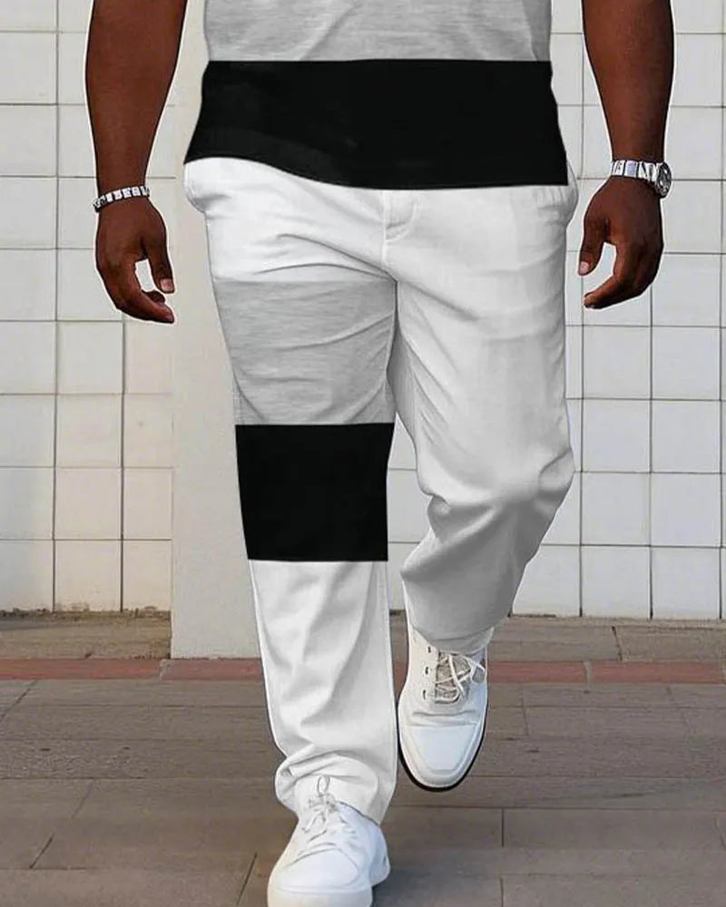 Big & Tall Black White Hawaiian Jeans for big men view 3