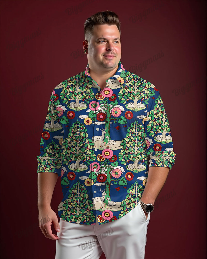 Big & Tall Hawaiian Streetwear Long Sleeve Shirt for big men view 1