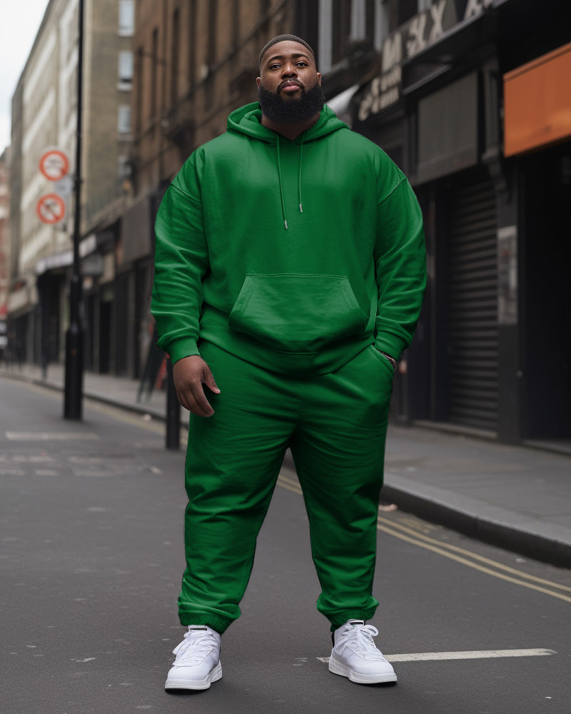 Big & Tall Solid Color Hoodie Sweatpants Set for big men view 7
