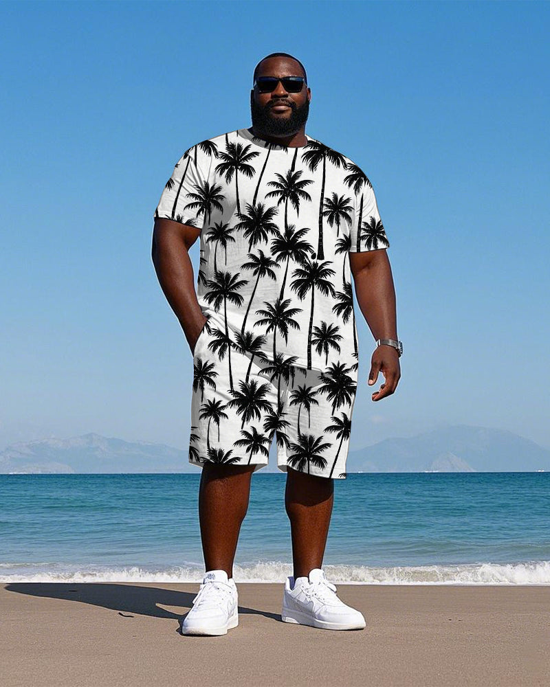 Big & Tall Hawaiian T-Shirt Shorts Set for big men view 1